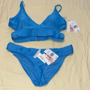 Jessica Simpson Bright Blue Ribbed Bikini Set
